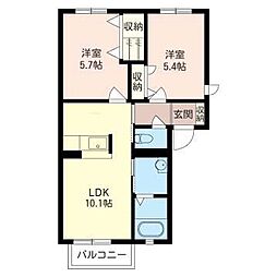 ディアスかねこ 2LDKの間取図画像