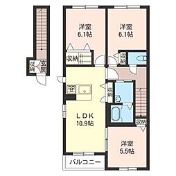 ディアコートA 3LDKの間取図画像