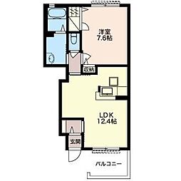 カーサミニーノ 1LDKの間取図画像