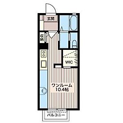 メビュースタウン6A ワンルームの間取図画像