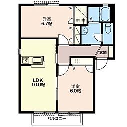 リベラルタウンJ 2LDKの間取図画像