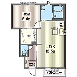 ディアコートB 1LDKの間取図画像