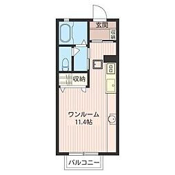 グランディールA ワンルームの間取図画像
