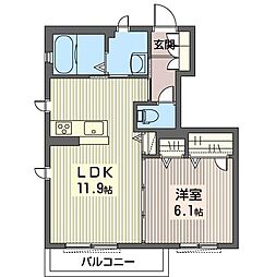 フォンテーヌブローC 1LDKの間取図画像