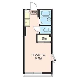 カトレアB ワンルームの間取図画像