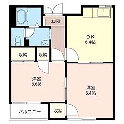 パレスパークサイド大宮B 2DKの間取図画像