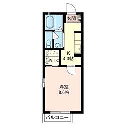 シャーメゾングリーンヒル 1Kの間取図画像