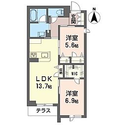 シャーメゾン ヴィータ 2LDKの間取図画像