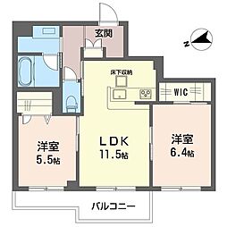 グラヴィタス 2LDKの間取図画像