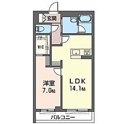 LA・room妻田西 1LDKの間取図画像