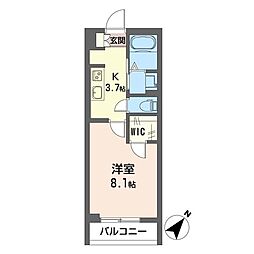 グランクラス潮見St. 1Kの間取図画像