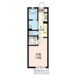 レノンパレスD 1Kの間取図画像