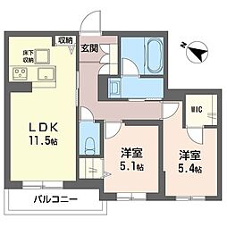 デルフィ淕番館 2LDKの間取図画像