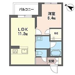 デルフィ淕番館 1LDKの間取図画像