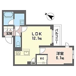 デルフィ淕番館 1LDKの間取図画像