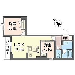 メゾン海 2LDKの間取図画像
