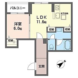 セルディーナ 1LDKの間取図画像