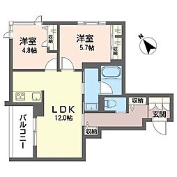 シャーメゾンマコト 2LDKの間取図画像