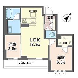 ラフィネII 2LDKの間取図画像