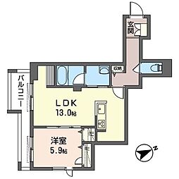 ラ・プルミエール 1LDKの間取図画像