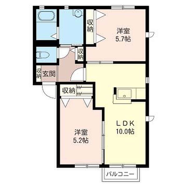 ヴィラ・ブルーノА 101号室｜群馬県伊勢崎市稲荷町(賃貸アパート2LDK・1階・49.28㎡)の写真 その2