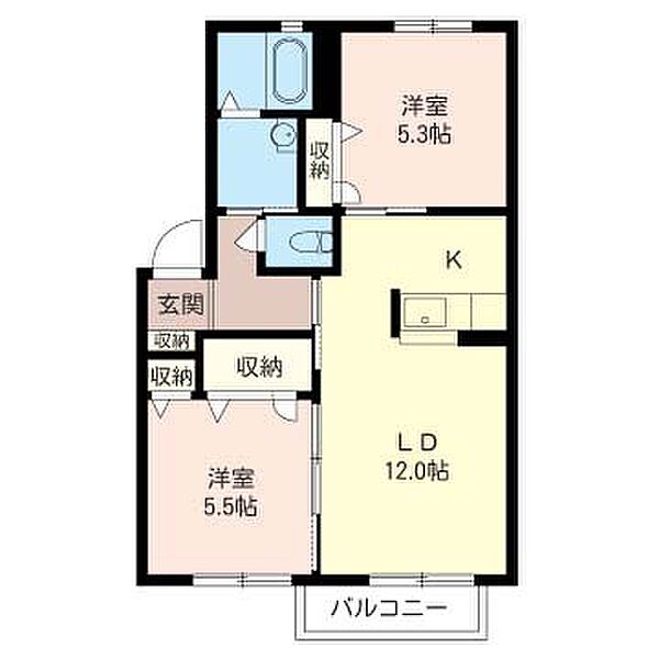 シャルル・アンレ 203号室｜群馬県伊勢崎市波志江町(賃貸アパート2LDK・2階・52.01㎡)の写真 その2