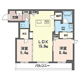 Cranes高崎田町 2LDKの間取図画像