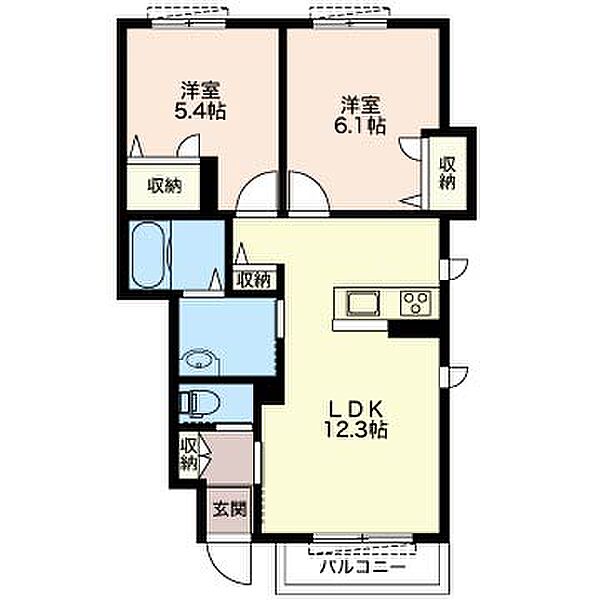 アン・ソレイユ 101｜群馬県伊勢崎市宮子町(賃貸アパート2LDK・2階・52.75㎡)の写真 その2