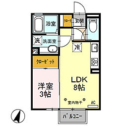 ブルーサファイアA 1LDKの間取図画像