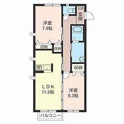 ソレーユ 2LDKの間取図画像