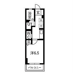 ルミエール県立女子大前A 1Kの間取図画像