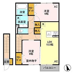 モデナA 2LDKの間取図画像