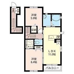 シャーメゾンルーチェF 2LDKの間取図画像