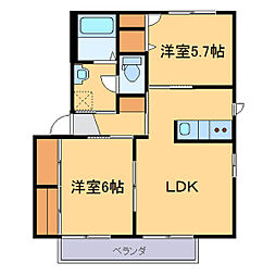 アンシャーリーC 2LDKの間取図画像