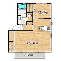 ルミエールA 1LDKの間取図画像