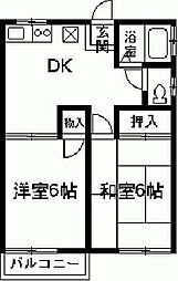 ファミーユカワイB 2DKの間取図画像