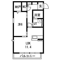 シャルージュ 1LDKの間取図画像