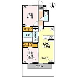 ハイトラスト B 2LDKの間取図画像