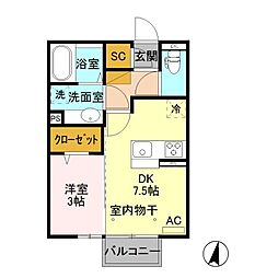 Alphabet2 1DKの間取図画像