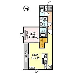 D-ROOM和田町 1LDKの間取図画像