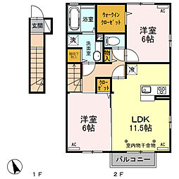 コンソラータ堀之内 2LDKの間取図画像