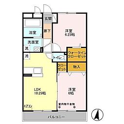 プリムローズ 2LDKの間取図画像