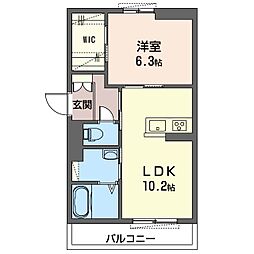 シャーメゾン庵 1LDKの間取図画像