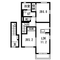 メゾンドカルムA棟 2LDKの間取図画像