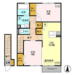 プシュケ 2LDKの間取図画像