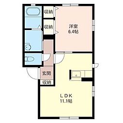 ディア・ヴェルジュA 1LDKの間取図画像