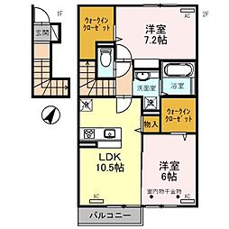 エコンフォート前橋駒形A 2LDKの間取図画像