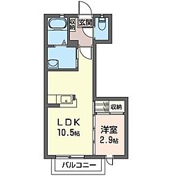 プリムローズ 1LDKの間取図画像
