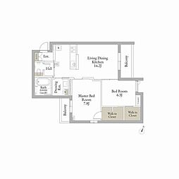 ル・リアン 2LDKの間取図画像
