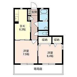 ノーヴァ壱番館 2DKの間取図画像